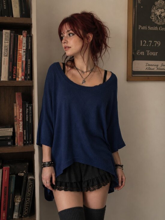 Express Sweaters - Sapphire blue Doleman sleeve sweater